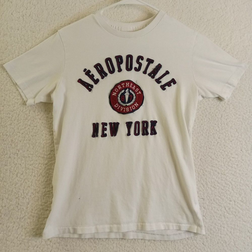 Aeropostale Small‎ T-Shirt Adult Small Short Sleeve White With Logo